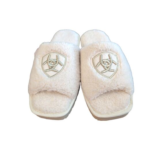 Ariat Cozy Slippers Women Size 8 White Sandals Slides Style Polyester - Picture 1 of 4